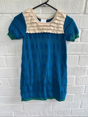 Hanna Andersson Knit Ruffle Metallic Sweater Dress sz 10